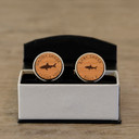 Daddy Shark Cufflinks - Cherry Wood