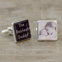 The Bestest Daddy! Photo Upload Cufflinks - Silver Finish