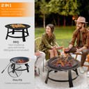 Round Metal Fire Pit With Cover-Black