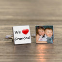 We Love Grandad Photo Upload Cufflinks - Silver Finish