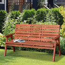 Outsunny Fir Wood Convertible 2 to 3 Seater Outdoor Garden Bench Wood Tone 