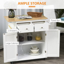 HOMCOM Kitchen Island Storage with Rubberwood Top, 3-Tier Spice Rack, and Adjustable Cupboard Shelf in Modern Design