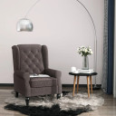 Brown Retro Accent Chair with Wooden Frame and Comfy Upholstery in Living Room Setting