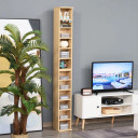 Set of 2 CD Media Display Shelf Unit Tower Rack w/ Adjustable Shelves Wood Color