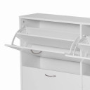 Wooden 4 Drawer Shoes Cabinet Multi Flip Down Shelf Drawer Organizer - White