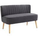 Modern Double Seat Sofa Loveseat Couch Padded Linen Wood Legs, Dark Grey
