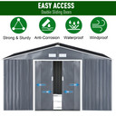  6.5 x 11FT Foundation Ventilation Steel Outdoor Garden Shed Grey