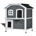 Cat Condo w/ Tons of Room & Openable Roof, Fir Wood, Outdoor/Indoor Catio Grey