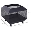 Outsunny Fire Pit, Square Shape, Steel-Black