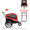 2 in 1 Dog Bike Trailer Pet Stroller for Large Dogs W/ Hitch - Red