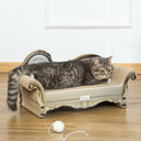 Cat Scratching Bed Pet Scratcher Modern Furniture w/ Catnip - Brown Pawhut