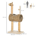 Cat Tree Cute Giraffe Kitten Play Tower W/ Scratching Posts Tunnel Ball Pawhut