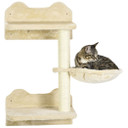 Cat Shelf with Scratching Post, Wall-Mounted Cat Tree for Indoor Cat - Beige