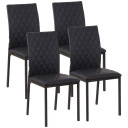 Modern Dining Chairs Faux Leather Accent Chairs for Kitchen, Set of 4, Black