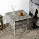 PE Rattan Outdoor Coffee Table, Rattan Side Table for Patio, Garden, Mixed Grey