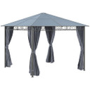 3 x 3(m) Hardtop Gazebo for Garden Party with Polycarbonate and Roof Curtains