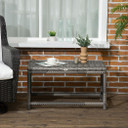 Outdoor Coffee Table w/ Plastic Board Under the Full Woven Table Top, Grey