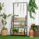3 Tiered Plant Stand Rack with Hanging Hooks for Indoor Outdoor Decoration