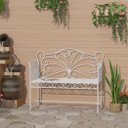 2 Seater Metal Bench Park Seating Outdoor Furniture Chair w/ Backrest White