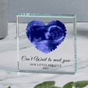 Personalised Heart Baby Scan Glass Token in Blue Premium Quality Keepsake Ornament