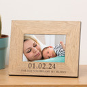 "The Day You Became My Mummy" personalised oak veneer wood picture frame displaying a 7x5 photograph.