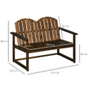 Outdoor Wooden Bench for Two People, Patio Loveseat Chair with Slatted Backrest