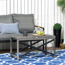 PE Wicker Outdoor Coffee Table w/ Plastic Board Under the Full Woven Table Top