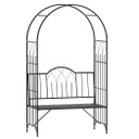 Garden Arch Bench Outdoor Patio Trellis Arbor for Climbing Plant Antique Black