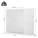 Modern Bathroom Wall Mounted Mirror with 3 Storage Open Shelves, White
