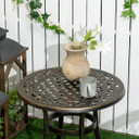Outsunny 60cm Round Hollow Top Design Side Table with Cast Aluminum Frame