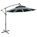 Outsunny 3(m) Cantilever Parasol Hanging Banana Umbrella w/ lights, Black