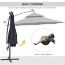 Outsunny 3(m) Cantilever Parasol Hanging Banana Umbrella w/ lights, Black