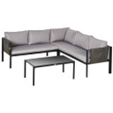 Outsunny 4 Piece Garden Furniture Set w/ Breathable Mesh Pocket, Light Grey