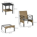 Outsunny 5pc Rattan Garden Furniture Set w/Chair, Footstool and Table, Grey