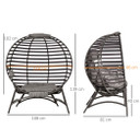 Egg Chair w/ Cushion Steel Frame and Side Pocket for Indoor Outdoor