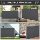 3x1.6M Retractable Side Awning Screen Fence Patio Privacy Divider Grey