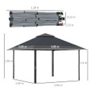 4 x 4m Outdoor Pop-Up Canopy Tent Gazebo Adjustable Legs Bag Grey