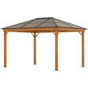 Hardtop Gazebo with Polycarbonate Roof Aluminium and Steel Frame for Patio Khaki
