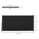 3x1.6M Retractable Side Awning Screen Fence Patio Privacy Divider Black