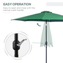 3(m) Patio Umbrella Outdoor Sunshade Canopy w/ Tilt & Crank Green Outsunny