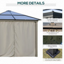 PC Aluminium Hardtop Gazebo with Curtains and Netting 3 x 3m