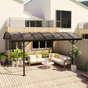 5 x 3m Hardtop Aluminium Gazebo Pergola Polycarbonate Roof, Brown