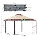 4 x 4m Outdoor Pop-Up Canopy Tent Gazebo Adjustable Legs Bag Coffee
