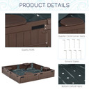 Kids Outdoor Sandbox w/ Canopy Backyard for 3-12 years old Brown Outsunny