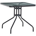 Square Patio Table, Tempered Glass Top Garden Dining Table 76 x 76cm Outsunny