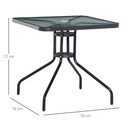 Square Patio Table, Tempered Glass Top Garden Dining Table 76 x 76cm Outsunny