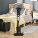 Pedestal Fan with Water Mist Spray Standing Fan w/ 2.8L Water Tank Black