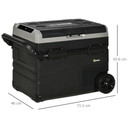 50L Car Refrigerator 12V Portable Freezer w/ Inner LED Light, Wheels Outsunny