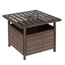 Outsunny Outdoor Rattan Coffee Table w/ Umbrella Hole Fit for Garden Backyard