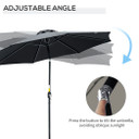 Outsunny 3(m) Patio Umbrella Outdoor Sunshade Canopy w/ Tilt & Crank Black